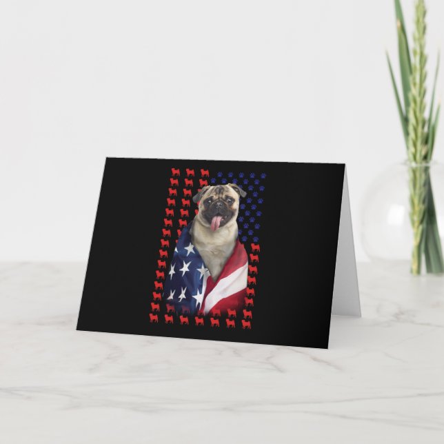 Tarjeta Bandera estadounidense Puggy USA (Anverso)