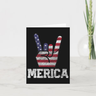 Tarjeta Bandera Estadounidense Vintage Del Rótulo De Rock