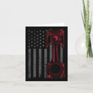 Tarjeta Bandera estadounidense vintage Piston Funny Muscar