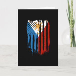 Tarjeta Bandera filipina mitad americana mitad filipina