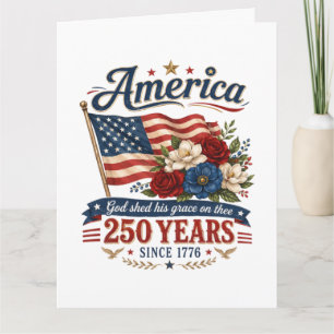 Tarjeta Bandera floral de 250 años de América