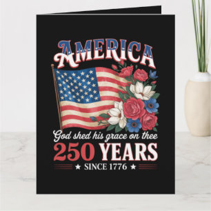 Tarjeta Bandera floral de América 250 años