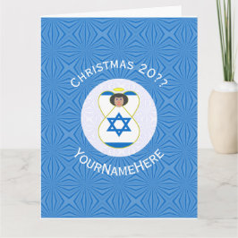 Tarjeta Bandera israelí de Angel Hanukkah personalizada