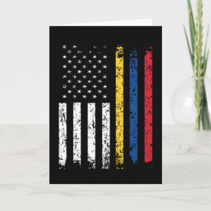 Tarjeta Bandera mitad colombiana media norteamericana Colo
