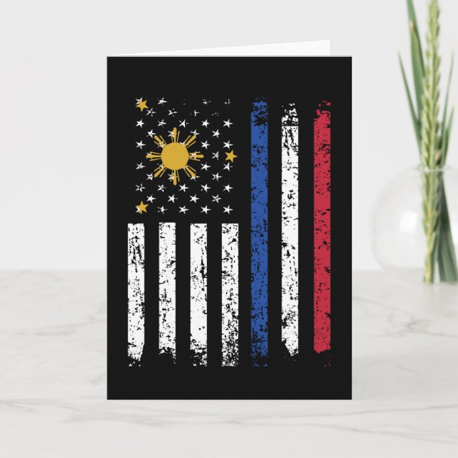 Tarjeta Bandera mitad filipina mitad americana Filipinas E (Anverso)