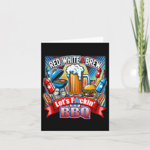 Tarjeta Bandera Norteamericana De Blanco Rojo Y Bbq 4 De J