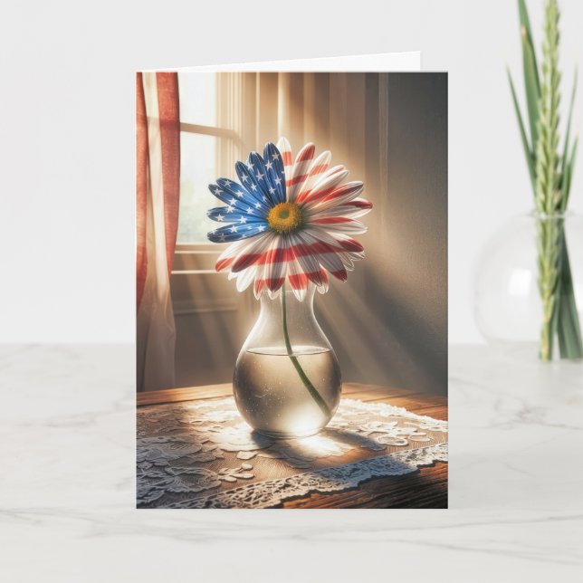 Tarjeta Bandera Norteamericana De Cumpleaños Daisy En Los  (Anverso)