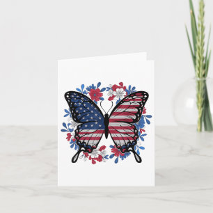 Tarjeta Bandera Norteamericana De Mariposa Patriótica Eeuu