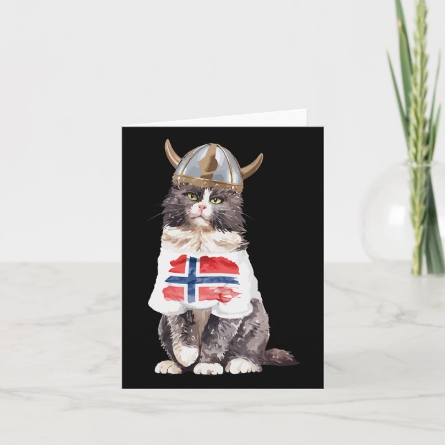Tarjeta Bandera noruega de gato forestal (Anverso)
