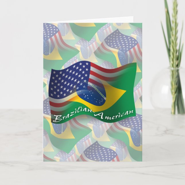 Tarjeta Bandera ondulante brasileña-estadounidense (Anverso)