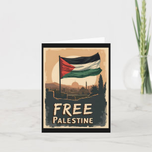 Tarjeta Bandera Palestina Libre con Paleta Dorada