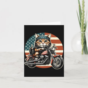 Tarjeta Bandera Patriótica De Estados Unidos Gato De Moto