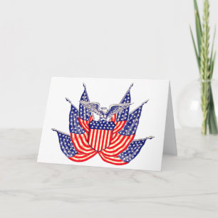 Tarjeta Bandera patriótica norteamericana vintage, 4 de ju