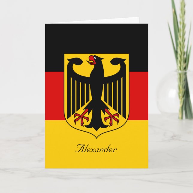 Tarjeta Bandera personalizada de Alemania con escudo de ar (Anverso)