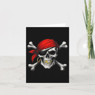 Tarjeta Bandera pirata Jolly Roger y calavera cruzada Hall