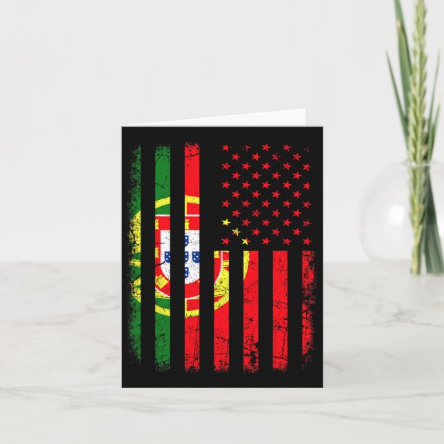Tarjeta Bandera portuguesa norteamericana Portugal América (Anverso)