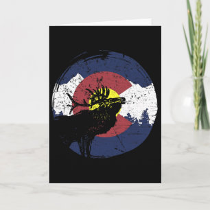 Tarjeta Bandera Retro Estado Colorado Montañas Rocosas Esq