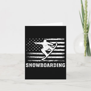 Tarjeta Bandera Retro Estadounidense Vintage Snowboard 4 D