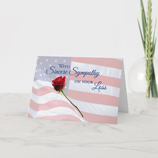 Tarjeta Bandera simpática patriótica y Rosa (Anverso)