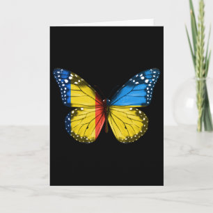 Tarjeta Bandera ucraniana rumana Mariposa Rumania Ucrania