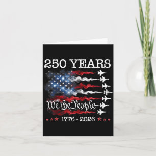 Tarjeta Bandera Vintage 250 Años 1776-2026 USA Aviones de 