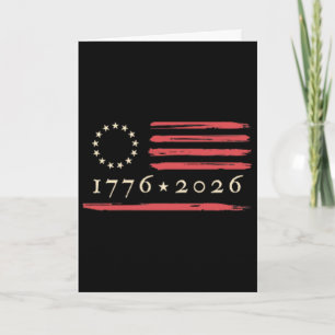 Tarjeta Bandera vintage Betsy Ross de 13 estrellas 4 de ju