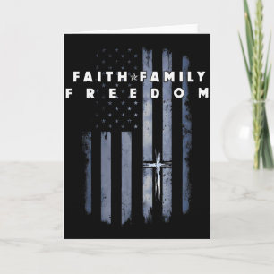 Tarjeta Bandera vintage de EE. UU. Fe Familia Libertad Pat