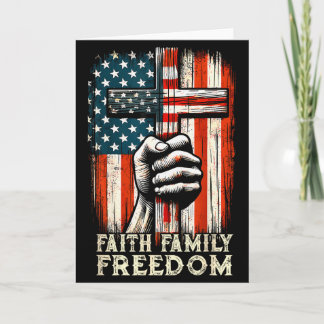 Tarjeta Bandera Vintage De Usa Fe Familia Libertad Patriót