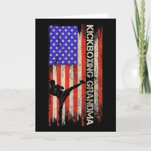 Tarjeta Bandera Vintage De Usa Luchadora De Mma Kickboxing