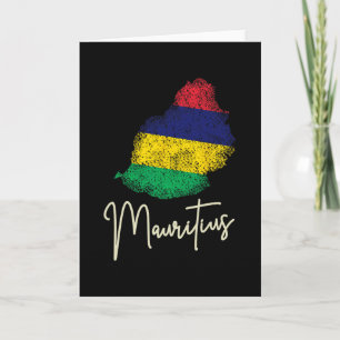 Tarjeta Bandera Vintage Isla Mauricio Océano Índico Vacaci