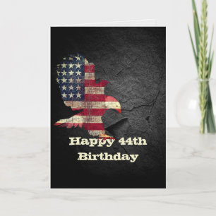 Tarjeta Bandera y águila calva para cumpleaños 44