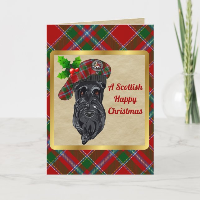 Tarjeta Bandera y navidades personalizadas de Tartán (Anverso)