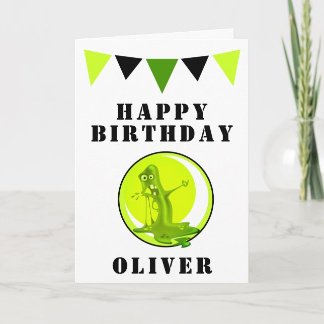 Tarjeta Banderas de cumpleaños de niños monstruo de baba v (Anverso)