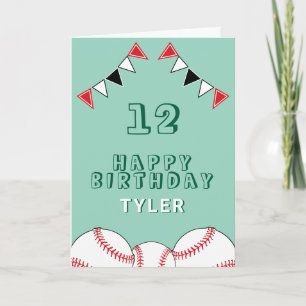 Tarjeta Banderas de pelota de béisbol deportes cumpleaños 
