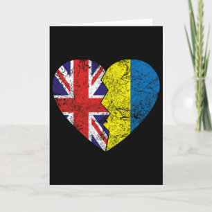 Tarjeta Banderas ucranianas británicas Corazón Reino Unido