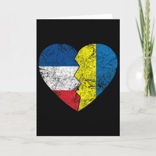 Tarjeta Banderas ucranianas francesas Corazón Francia Ucra