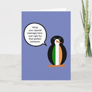 Tarjeta Banderín Irlandés La Sra. Pingüino