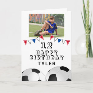 Tarjeta Banderines de fútbol balón de fútbol Foto Cumpleañ