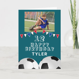Tarjeta Banderines de fútbol Foto Cumpleaños