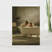 Bañera a la antigua con madre y hija