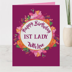 Tarjeta Banner Círculo Floral Cumpleaños 1ra Dama