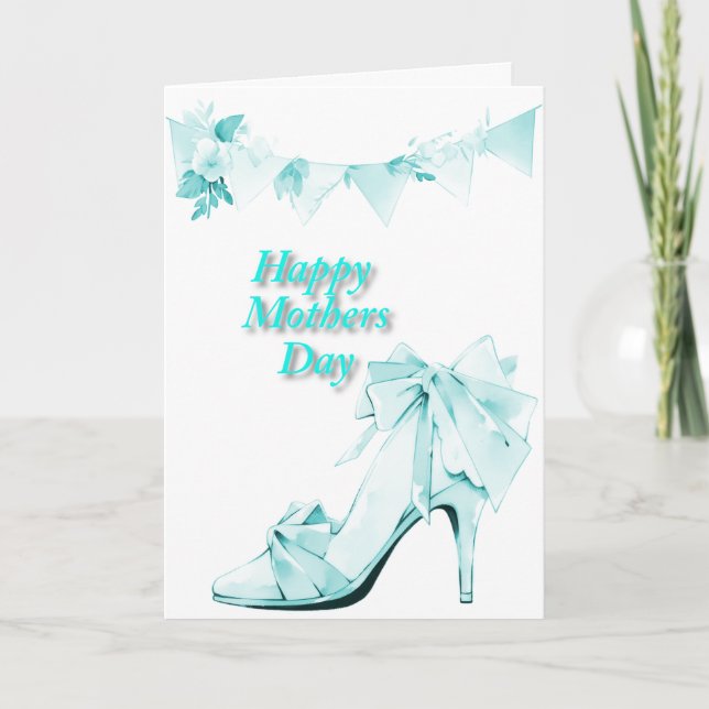 Tarjeta Banner y zapato en azul turquesa (Anverso)