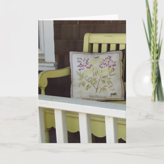 Tarjeta Baño amarillo y almohada - Viñetería de Martha (Anverso)