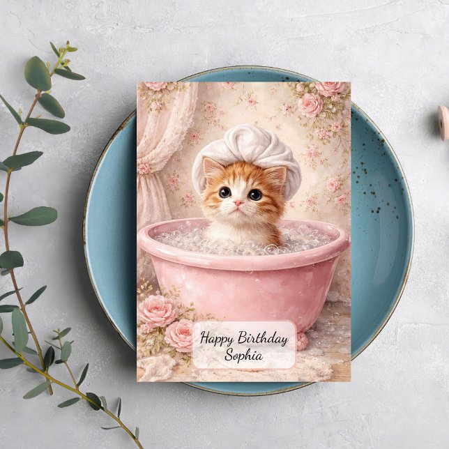 Tarjeta Baño de Gatito Adorable (Subido por el creador)