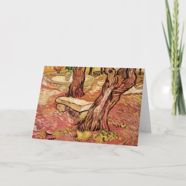 Tarjeta Baño de piedra Van Gogh en el jardín, hospital St  (Anverso)