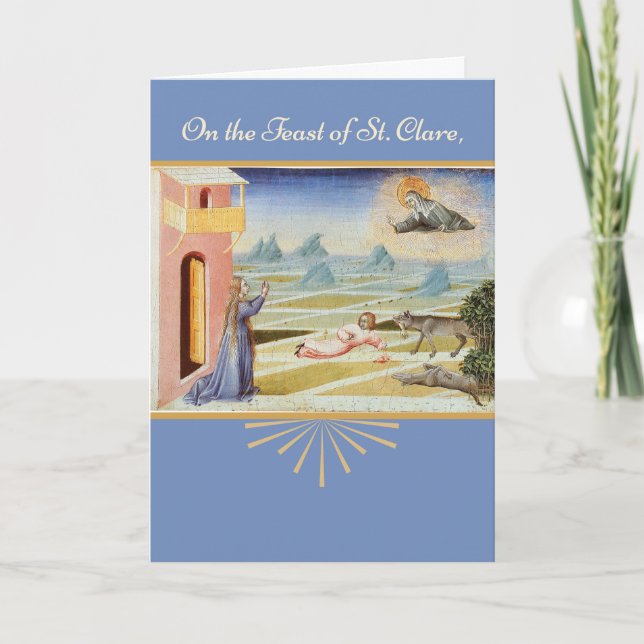 Tarjeta Banquete de St. Clare de Assisi, azul (Anverso)