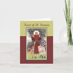 Tarjeta Banquete de St Francis, de animales y de estigmas