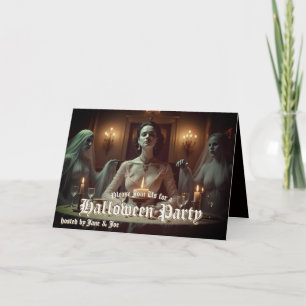 Tarjeta Banquete gótico de Halloween a la luz de las velas