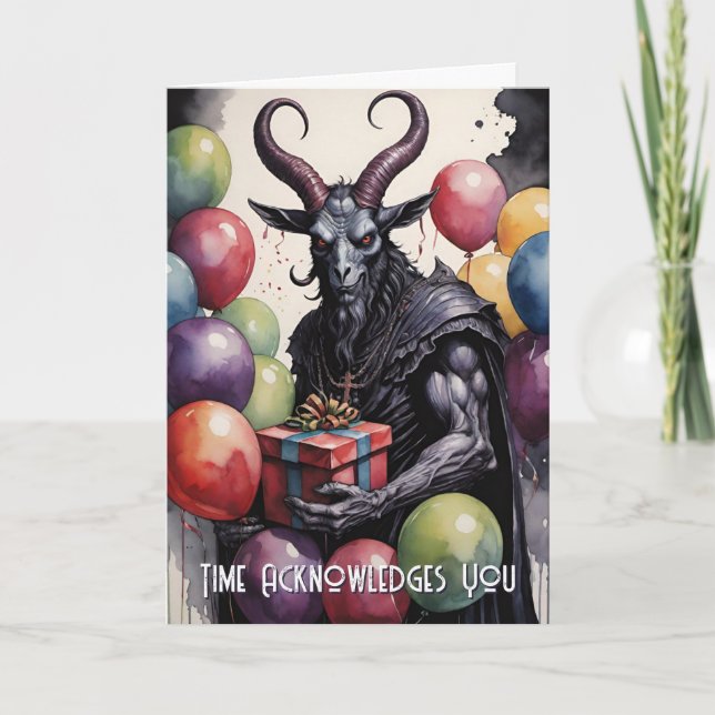 Tarjeta Baphomet Birthday Balloons & Gifts Gothic (Anverso)