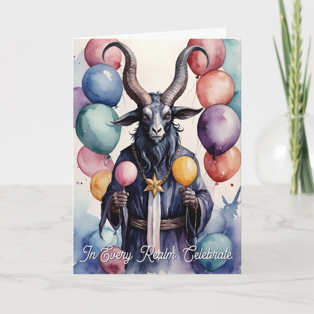 Tarjeta Baphomet Birthday Balloons & Gifts Gothic (Anverso)